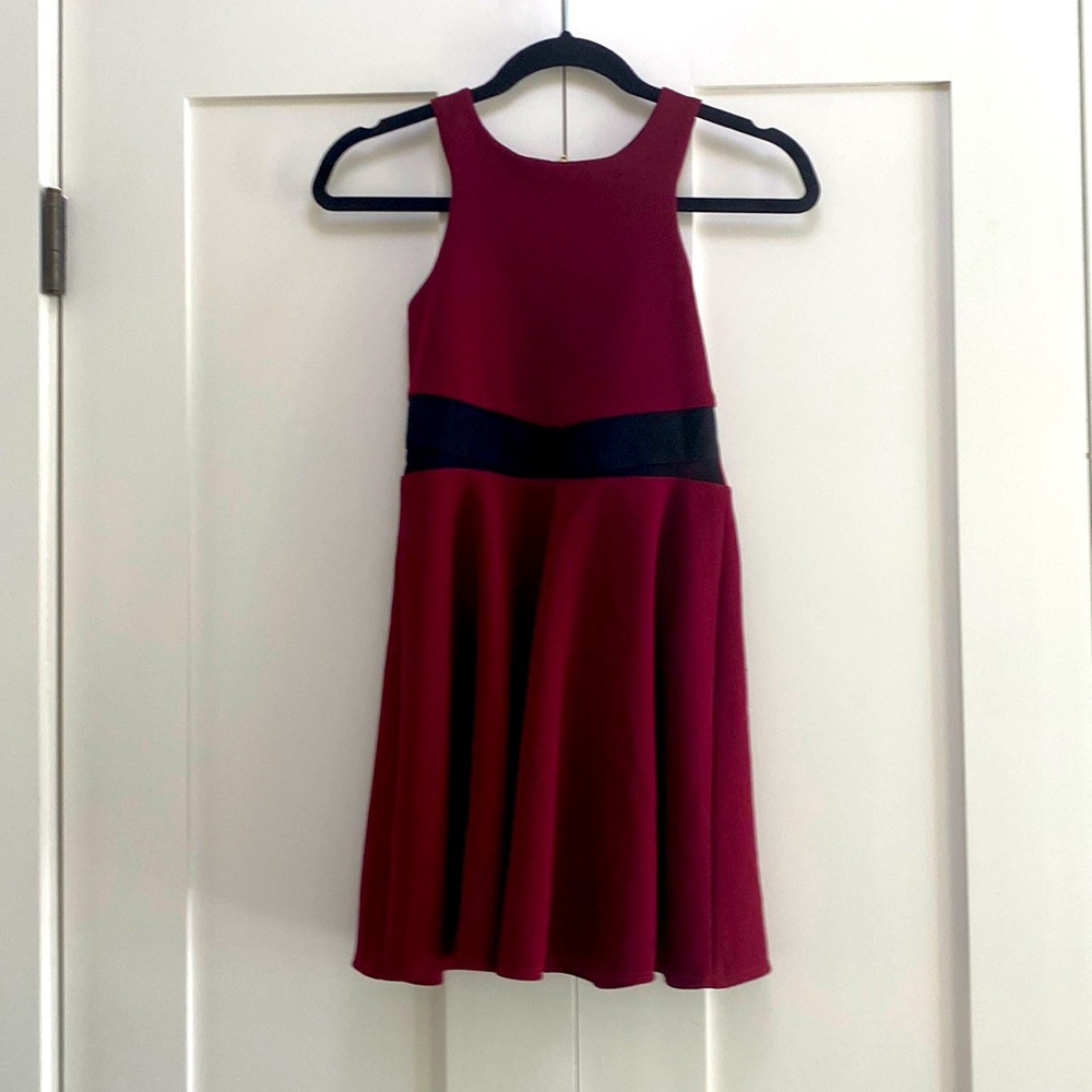 Couture side large girls dress, a burgundy red dress.